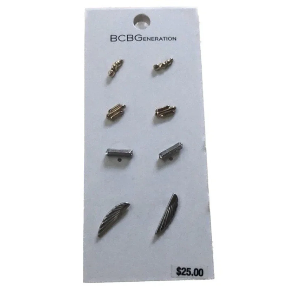 BCBGeneration NWT Gold Sliver Tone Set of 4 Pierced Fashion Earrings